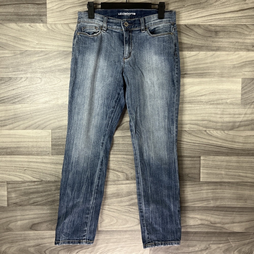 Liz Claiborne Y2K Womens Size 4P Boyfriend Skinny Jeans‎ Medium Light Wash